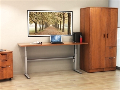 Picture of PEBLO Height Adjustable Training Table with Filing Cabinet and Wardrobe Cabinet