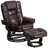 Picture of Espresso Leather Swivel Glider Recliner with Ottoman, 9856835