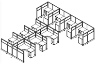 Picture of PEBLO 10 Person Cluster Electrified Cubicle Workstation with Glass Headers