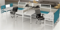 Picture of PEBLO Cluster of 2 Person, Contemporary U Shape Cubicle Office Desk Workstation with Filing and Glass Header