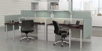 Picture of PEBLO Cluster of 2 Person Contemporary Cubicle Curve Desk Workstation with Filing and Storage