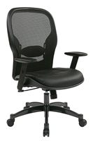 Picture of Office Star 2400 Mid Back Mesh Task Chair, Leather Seat with Gunmetal Base